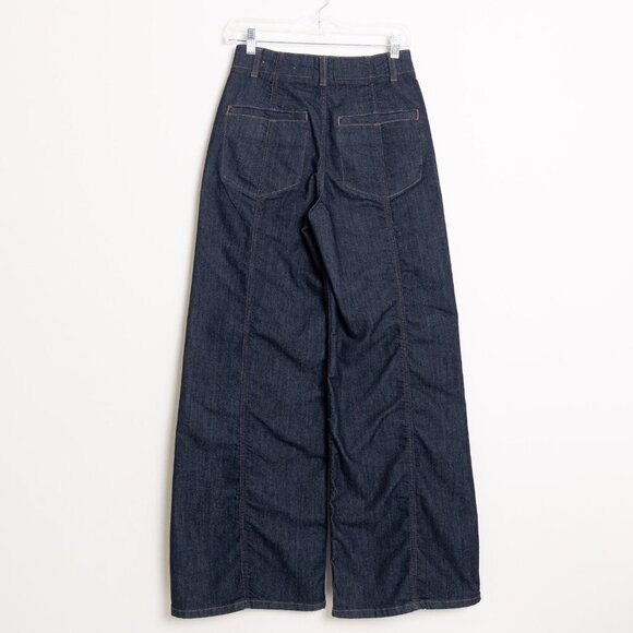 Anthropologie Maeve The Delaney Clean Seamed High Rise Wide Leg Jeans Dark Wash - Picture 4 of 14